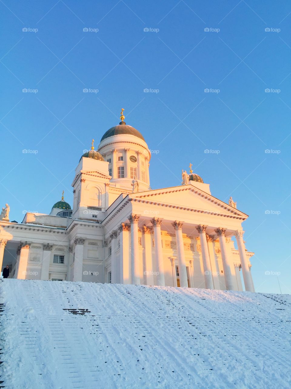 Helsinki Cathedral in sunny winter morning