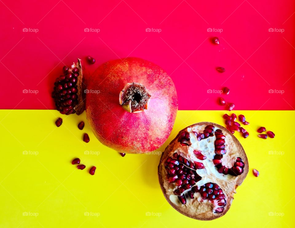 pomegranate on a colored background