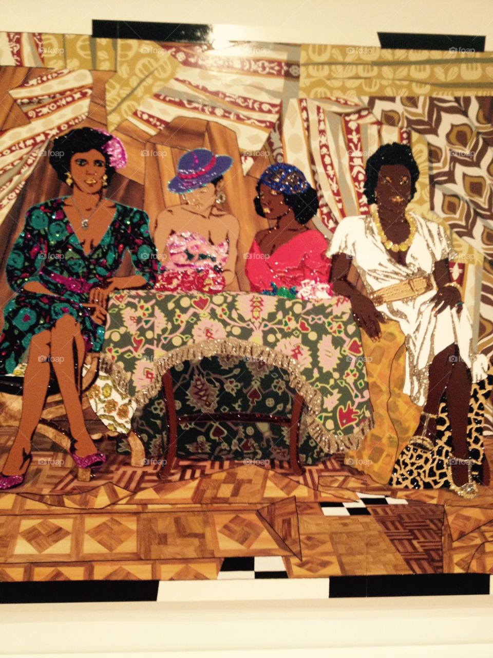 African-American women dining. A painting 