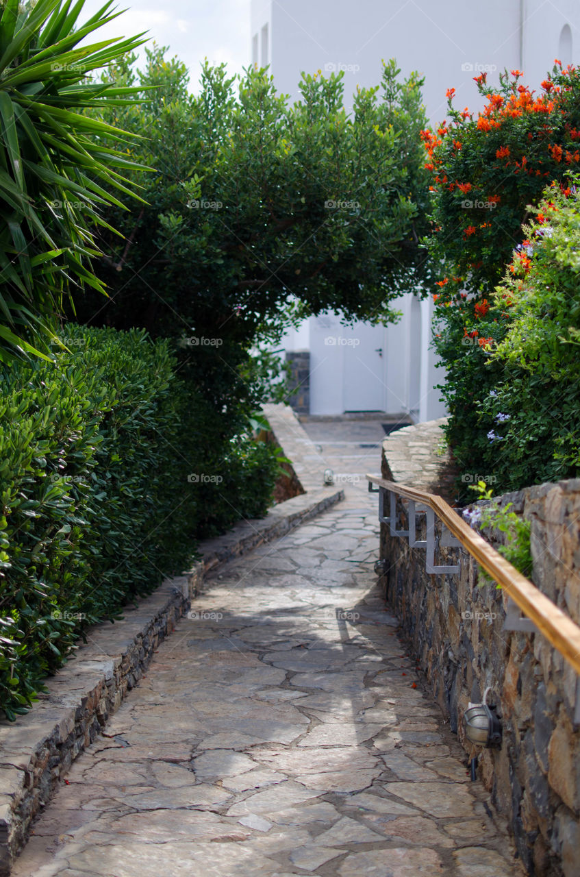 green footpath. Cretan hotel Elounda illion 