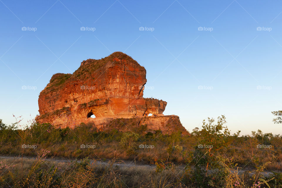 Jalapao State Park - Holed stone in Tocantins Brazil.