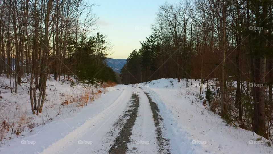 snowy mountain road