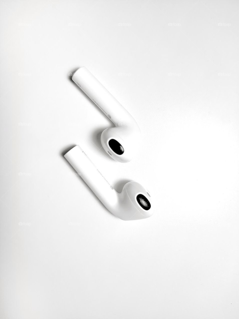 Xiaomi Redmi buds 3, white earbuds for listening to music, all white things, white background with white earphones