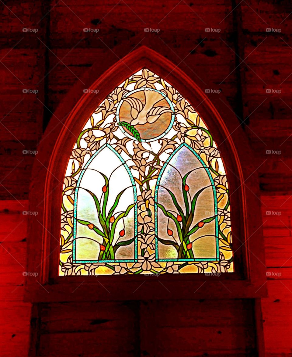 Antique stained glass window.