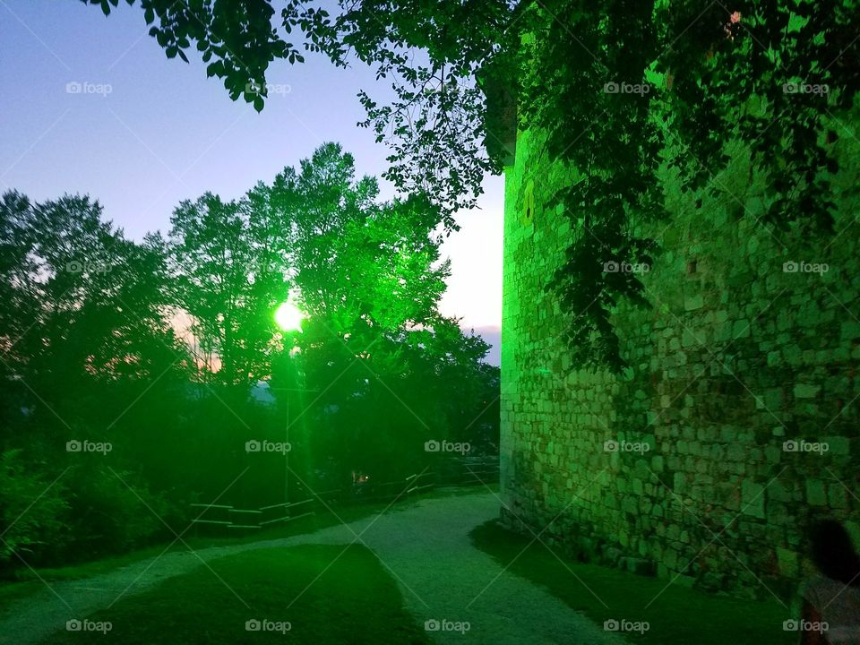 Castle Night Green Glow