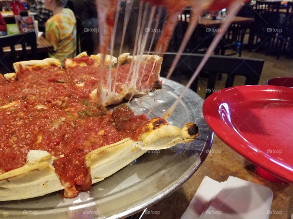 Stringy Hot Chicago Style Pizza