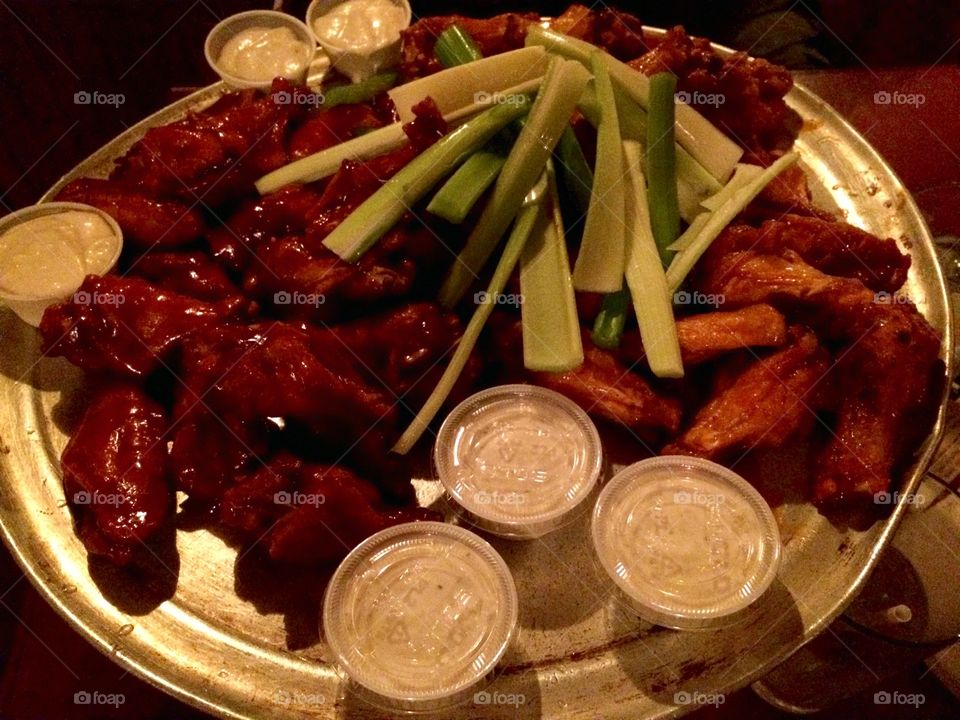 Wings and Ranch. The best combination! Ranch and BBQ chicken wings!