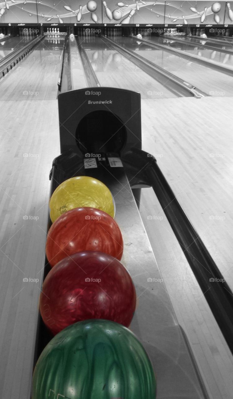 Pick A Ball. Bowling Alley Photography