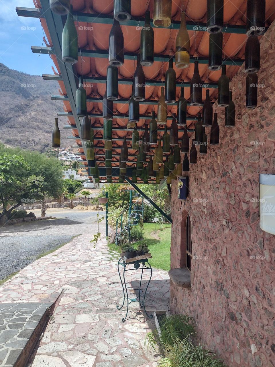 Bottles hanging from a ceiling / Techo con botellas colgando