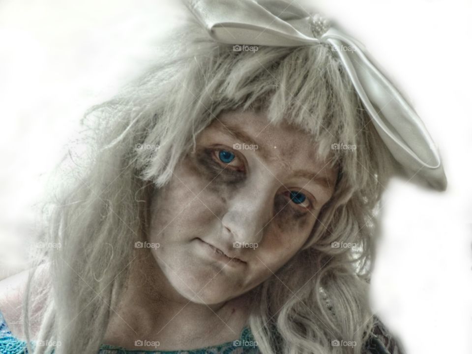 Sad mature woman with dirty face