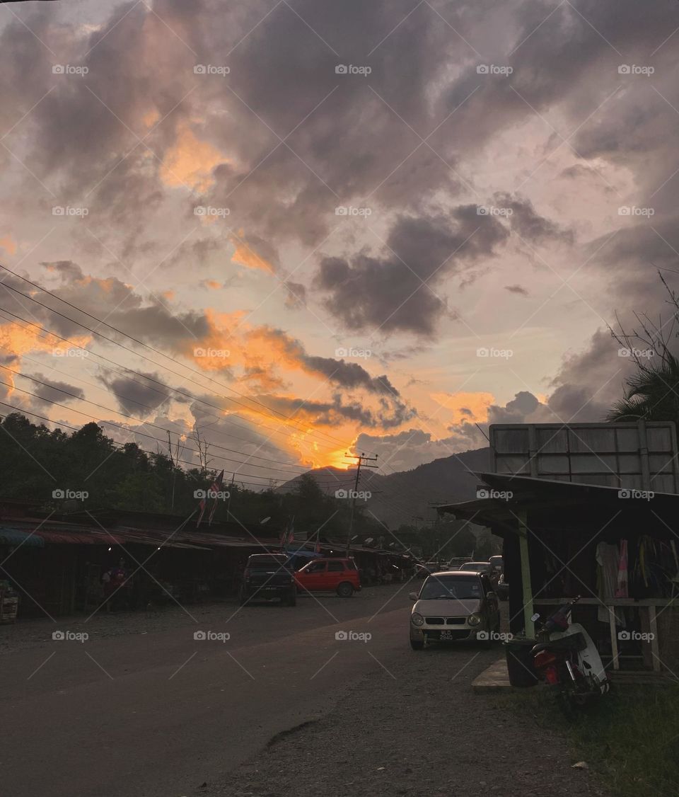 Sunset is the disappearance of the Sun below the horizon of the Earth due to its rotation.