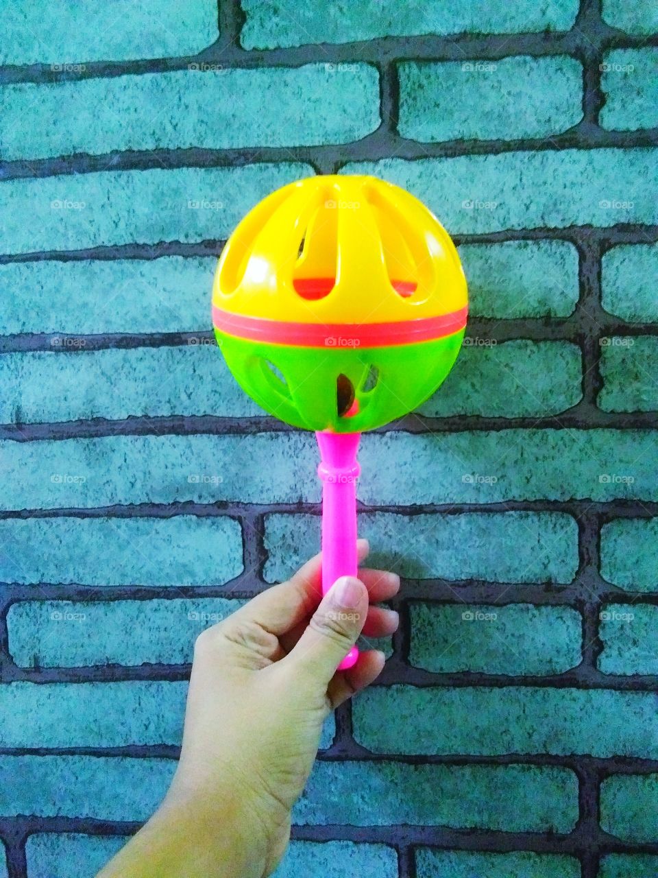 A colorful toy for babies.