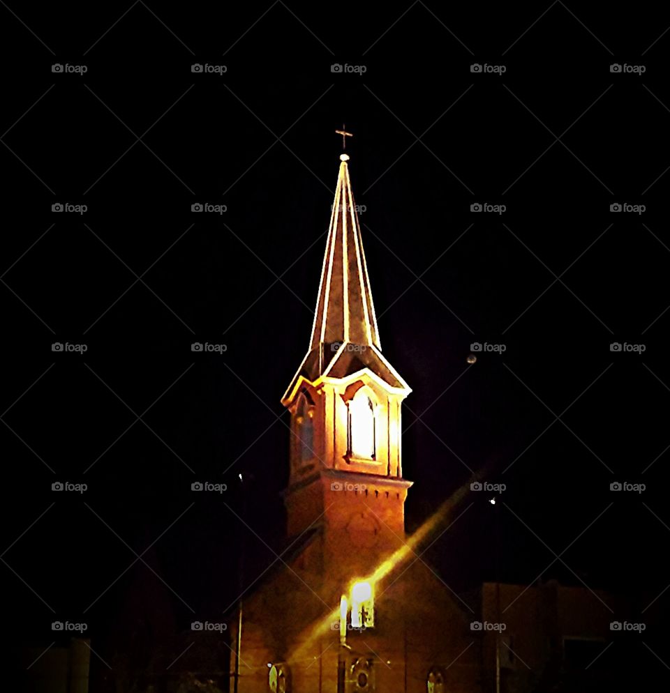 church at night