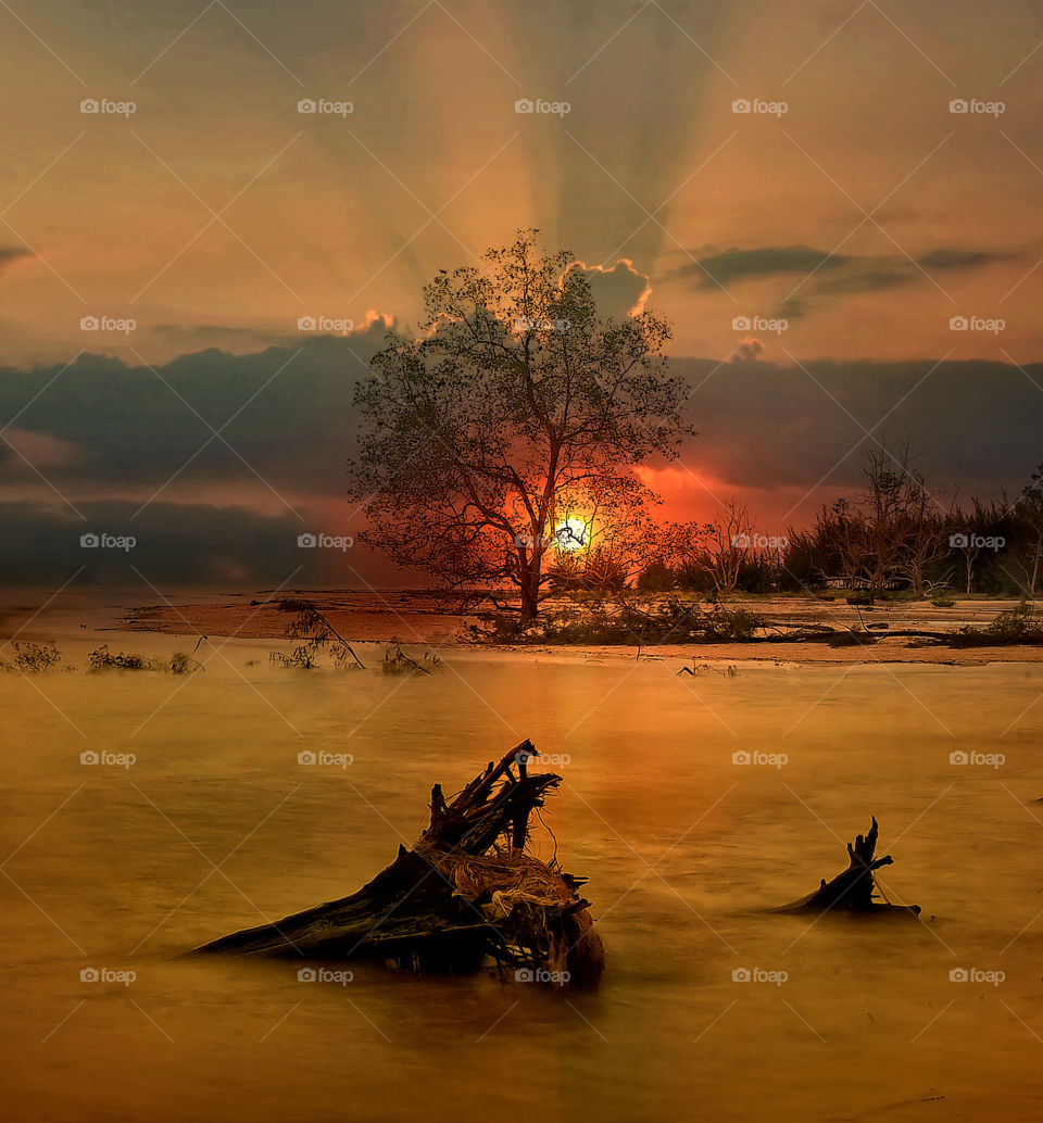 sunset at tanjung beach