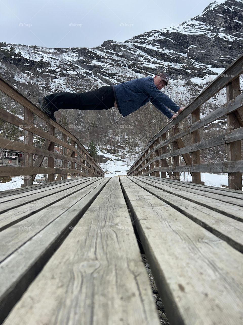 Person on old bridge