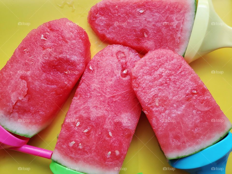 Cold watermelon fruit pops! Kid approved and adults love!