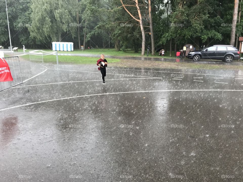 Summer rain in park