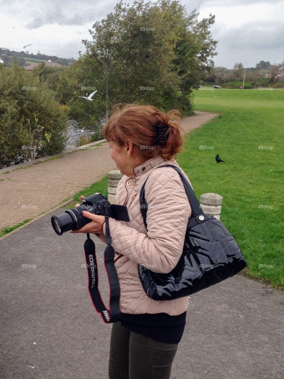 A happy photographer at Llanelli Wetland, Wales, place with lots of wild birds to photograph