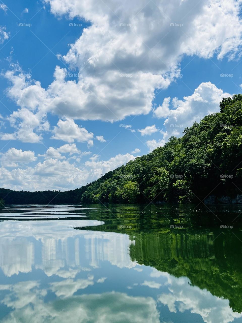 View of the lake and surrounding Kentucky mountains.