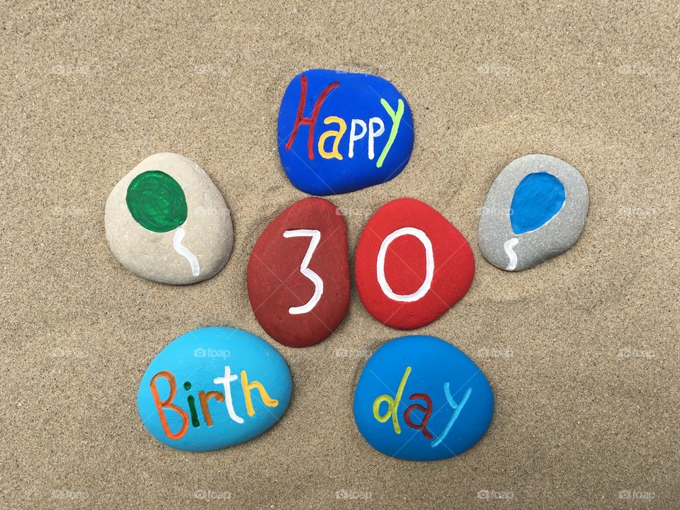 Happy 30 Birthday on colored stones