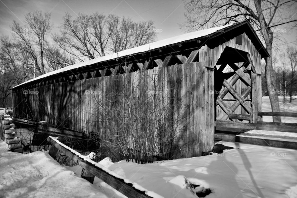 Covered bridge of Ceder Burg. The old covered bridge in the park at Ceder Burg