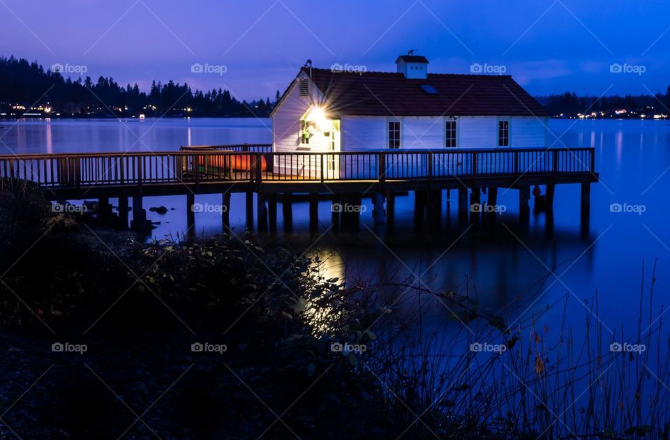 Boathouse at dusk