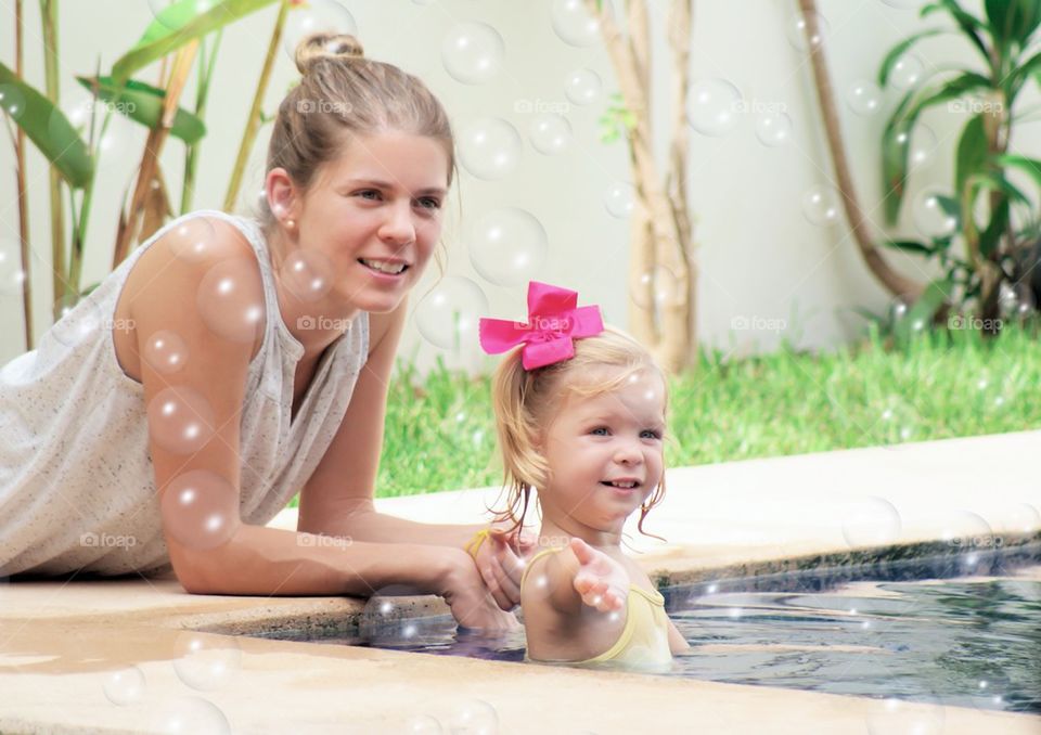 Mom and daughter having fun