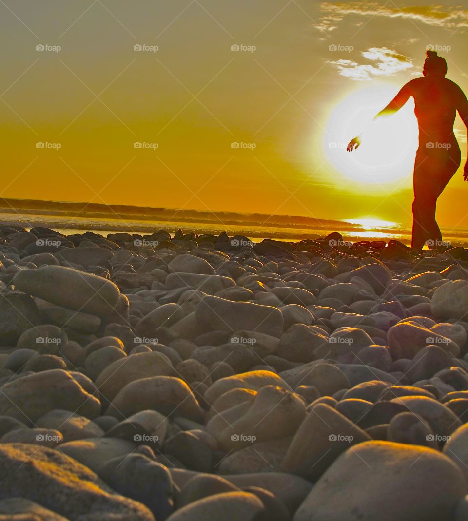 Woman at sunset 