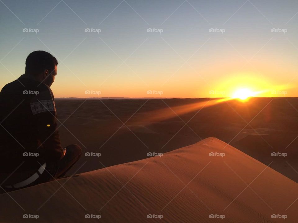 nice view of sunset in desert