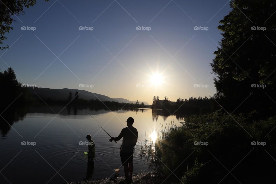 Fishing on sunset