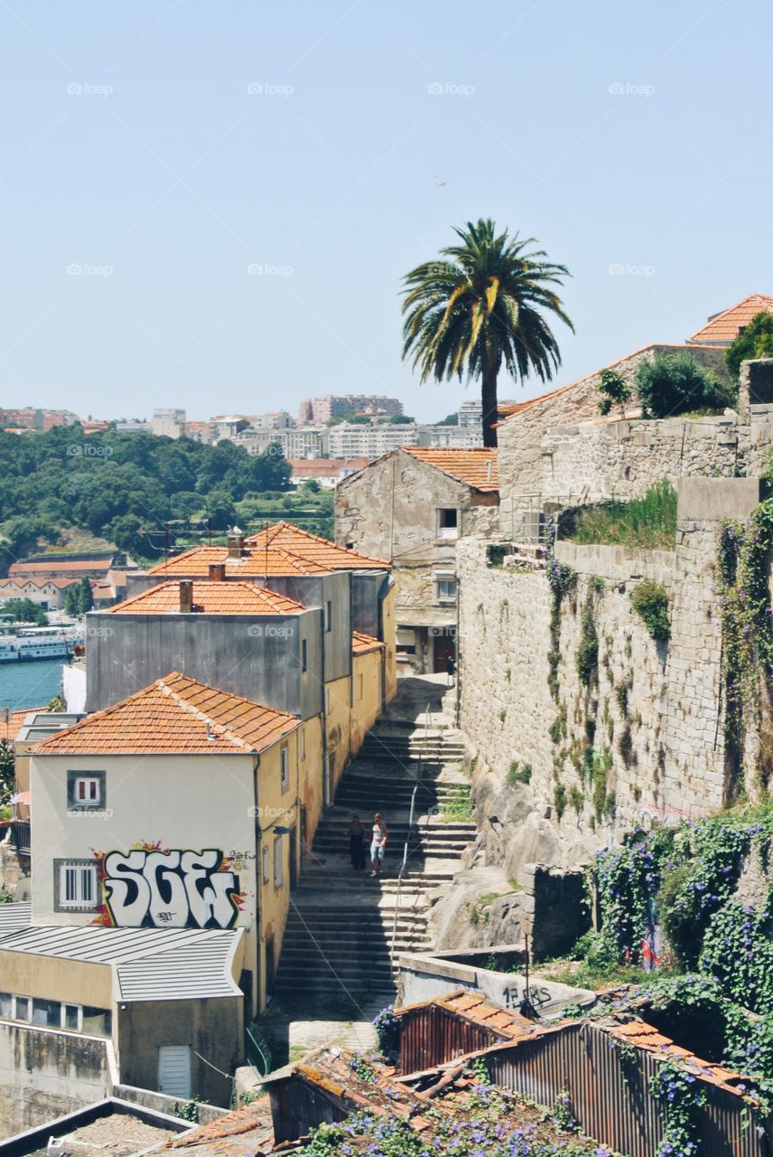 narrow streets in Porto, Portugal