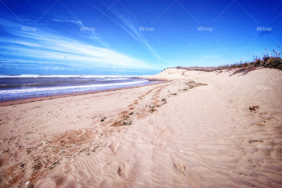 Wide angle beach with sand