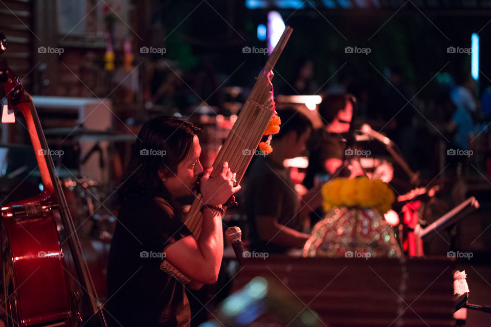 Street band performance at nightclub