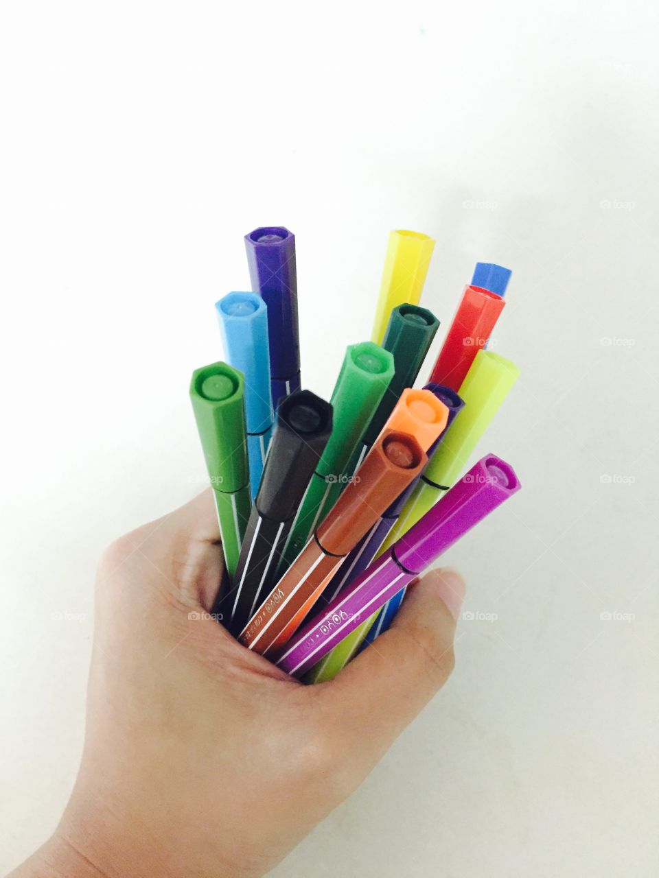 Color pen side. Color pen at side view