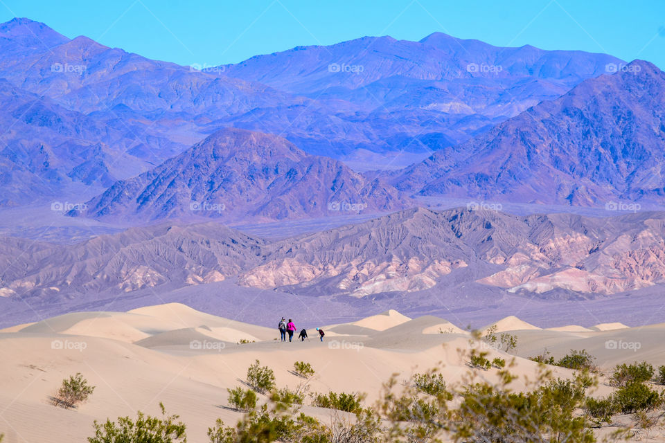 Beautiful white sand dunes and mountains