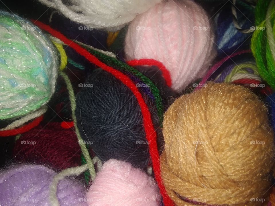 balls of rainbow yarn