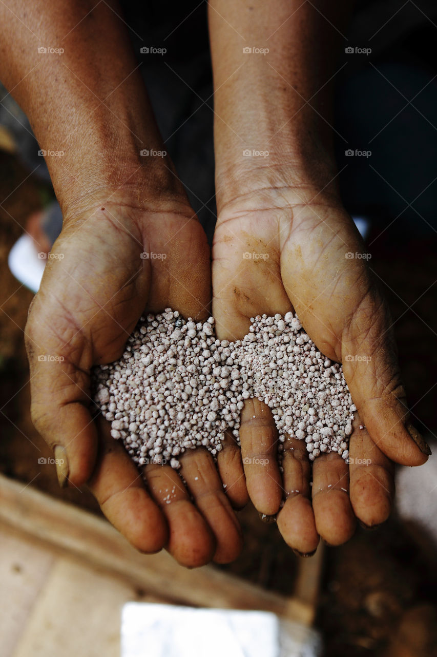 Close-up of working hands