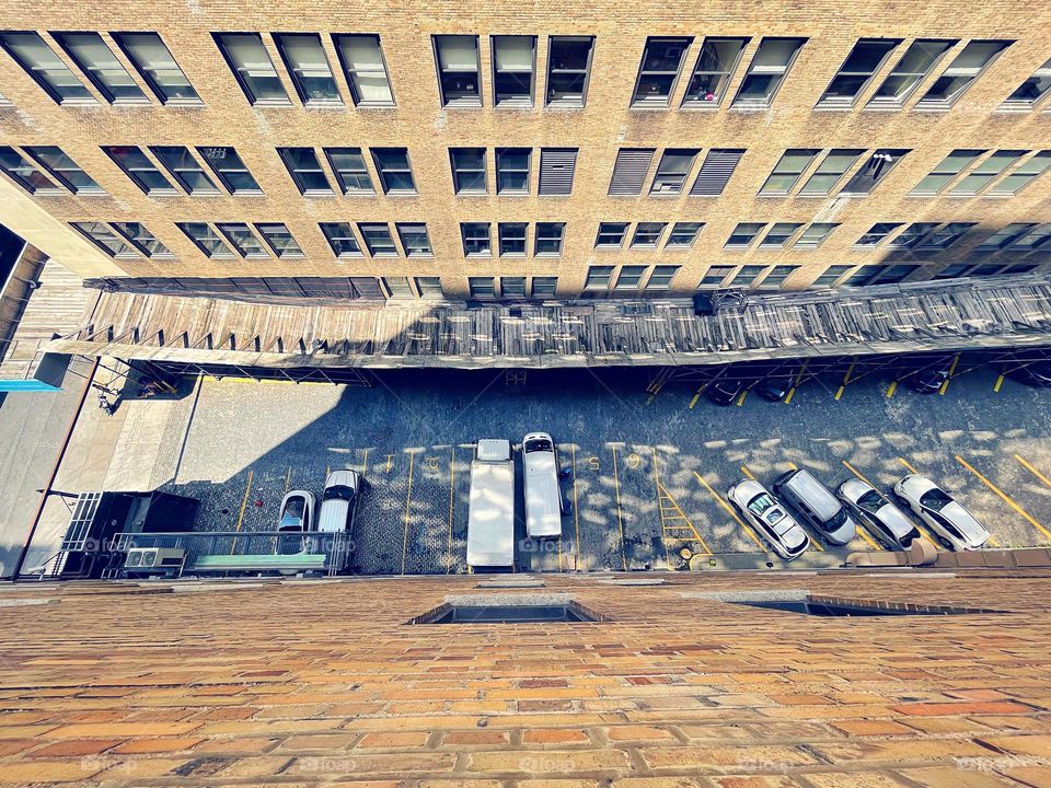 Looking down from the mens room on the eighth floor