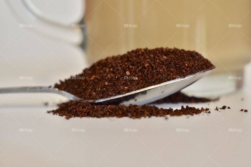 Close-up of ground coffee powder