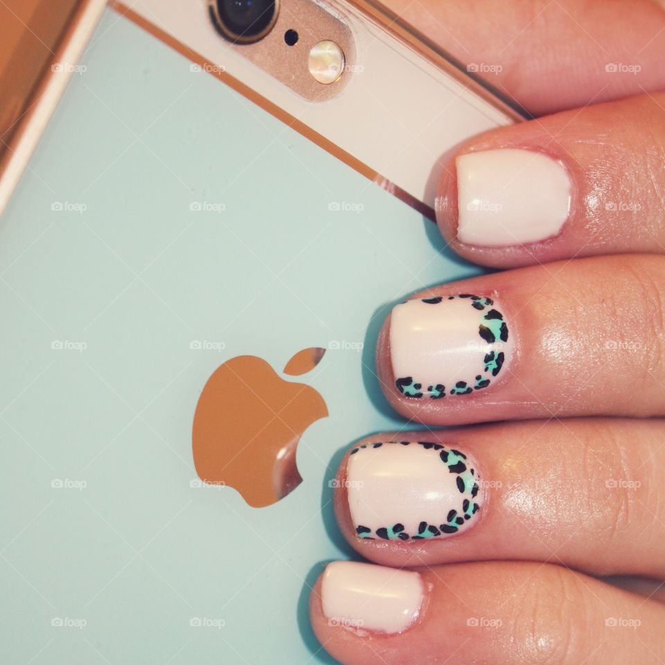 Funny bunny by opi gel manicure with leopard pattern 