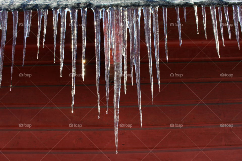 Icicles by the rooftop.