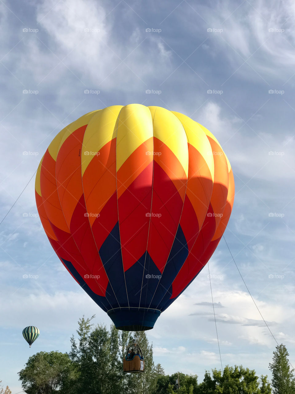 Colorful hot-air-balloons at a summer festival in Prineville in Central Oregon on a summer morning 