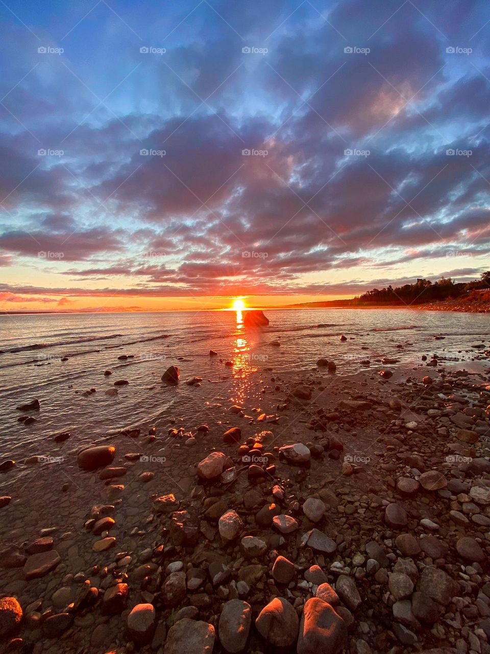 Sunset on shores of Lake Michigan 