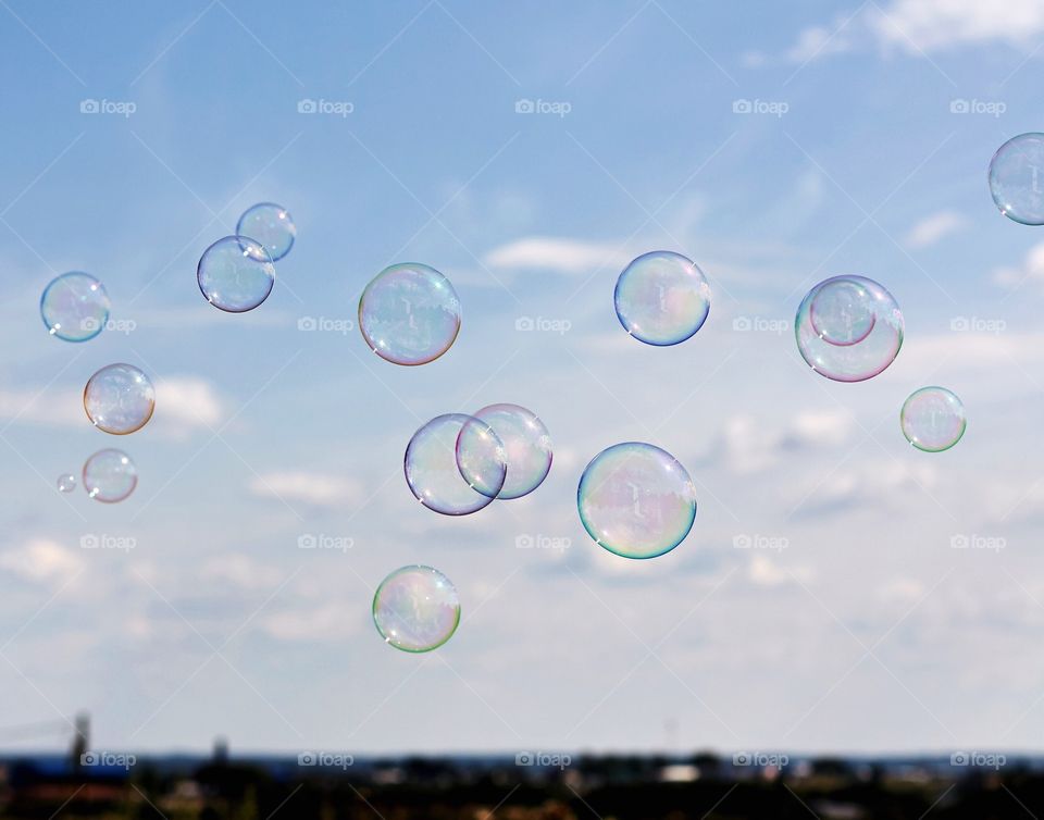 soap bubbles in the sky