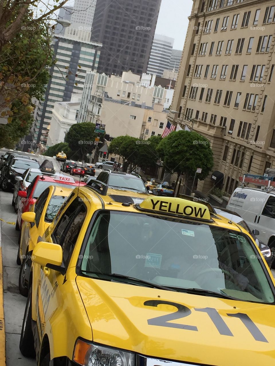 Taxi on the road 