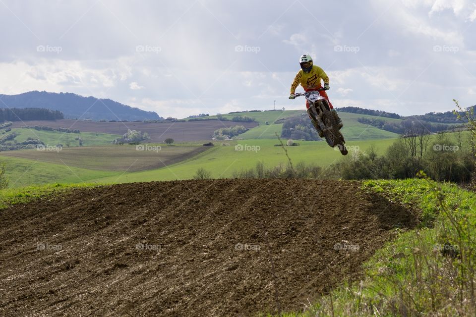 motorcyclist in the air