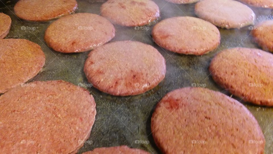 cooking hamburgers