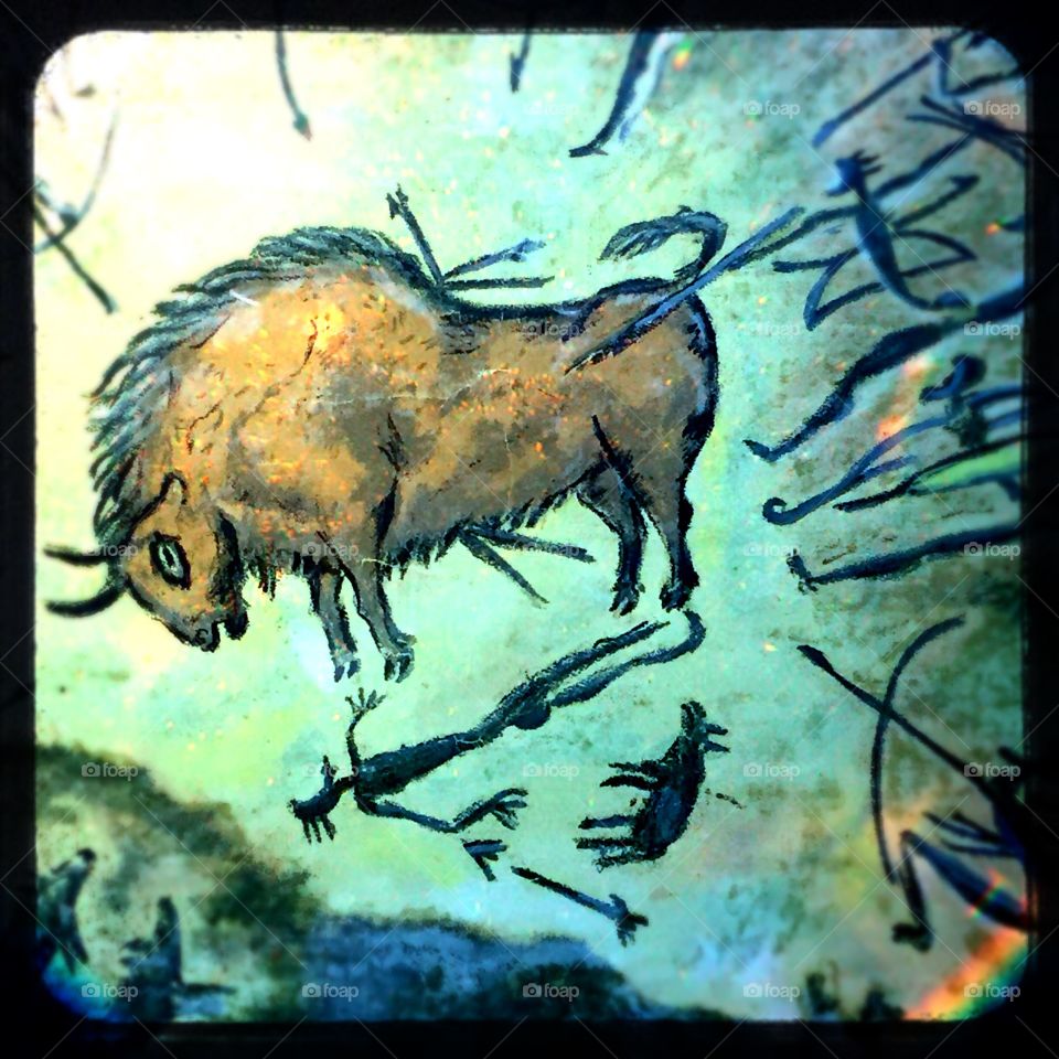 Buffalo hunt abstract