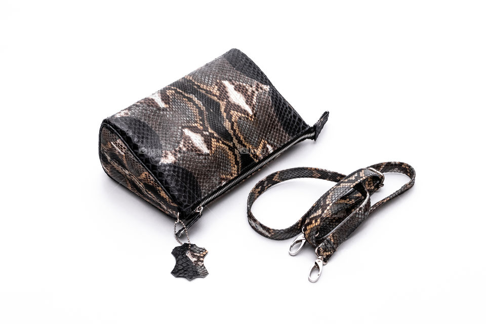 Handmade python leather bag.