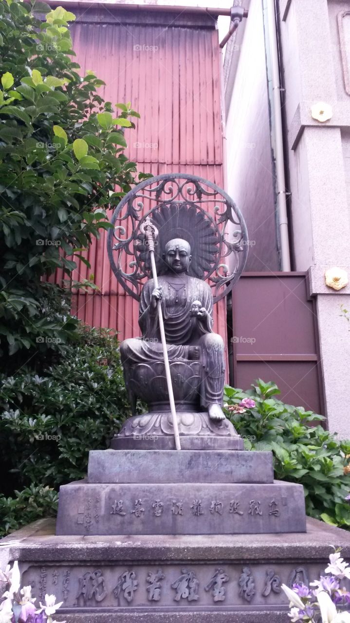 japanese monk statue. trip to japan